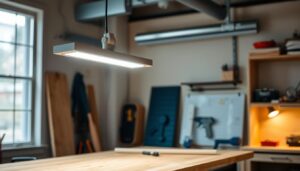 setup LED task lighting over bench