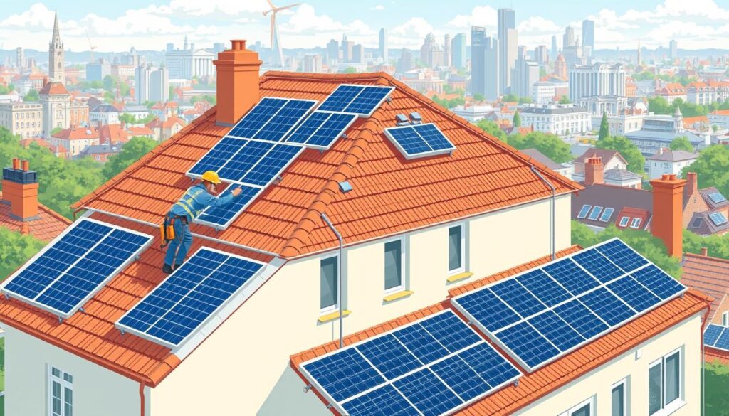 Generate an image of a solar panel installation company in York.