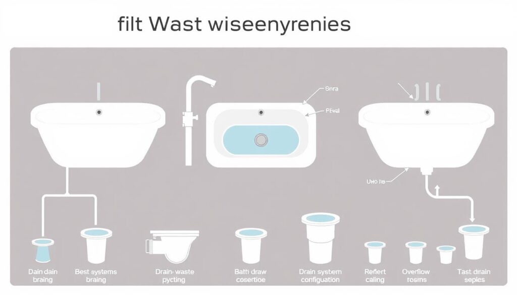 Generate an image of different bath waste mechanisms