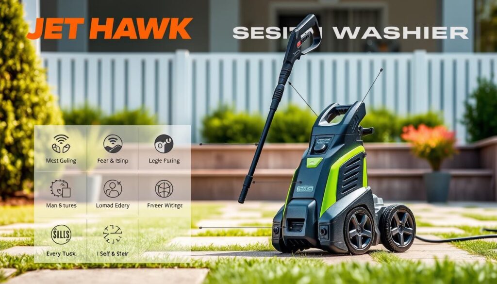 Generate an image of the Jet Hawk Cordless pressure washer