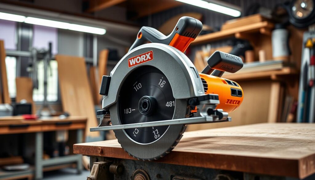 Generate an image of the Worx WX527 Compact Circular Saw