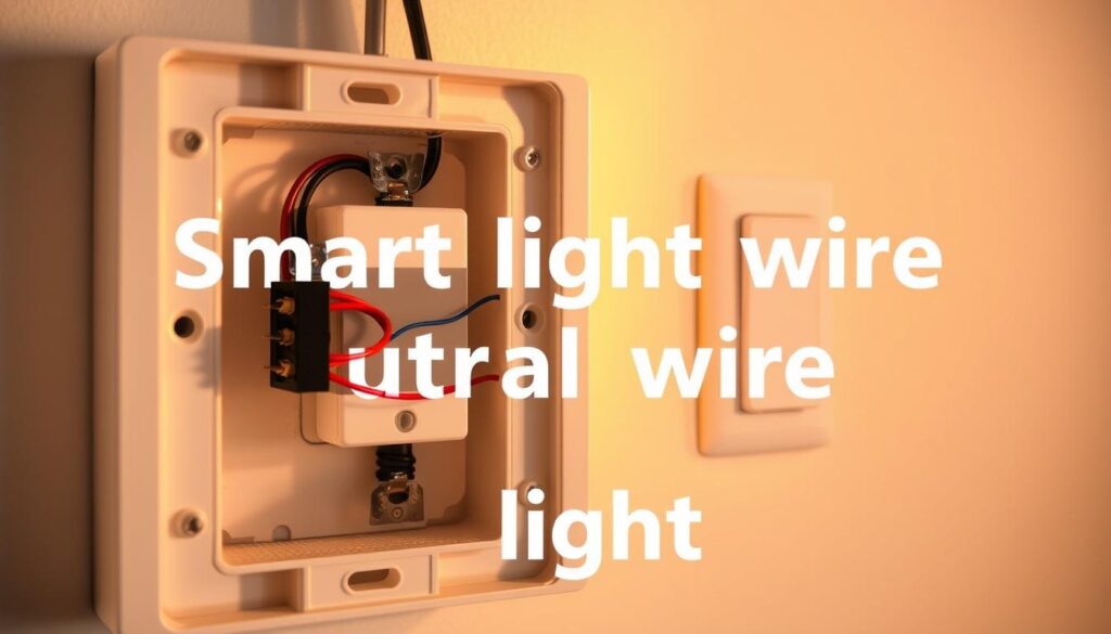 High-quality, detailed image of a smart light switch installation process, with a focus on the neutral wire connection. The scene shows a close-up view of the electrical box with the switch and wiring, illuminated by warm, natural lighting. The foreground depicts the step-by-step process of connecting the neutral wire to the smart switch, with clear visibility of the terminals and wiring. The middle ground showcases the smart switch itself, highlighting its modern, sleek design. The background provides a clean, uncluttered environment, emphasizing the technical nature of the task. The overall mood is one of clarity, precision, and ease of installation, reflecting the subject of the article.