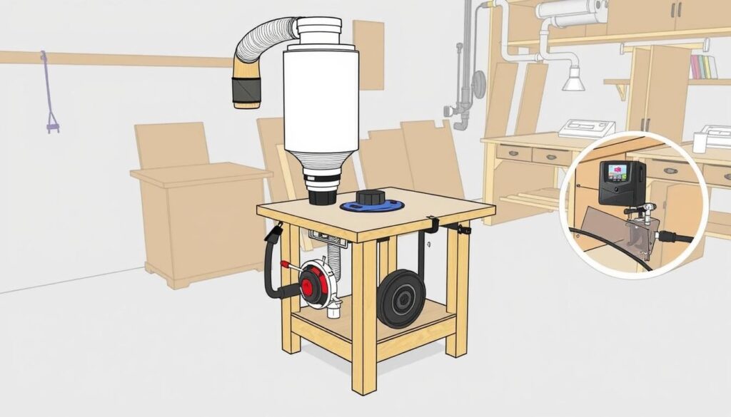 Image of a dust collection system for a router table