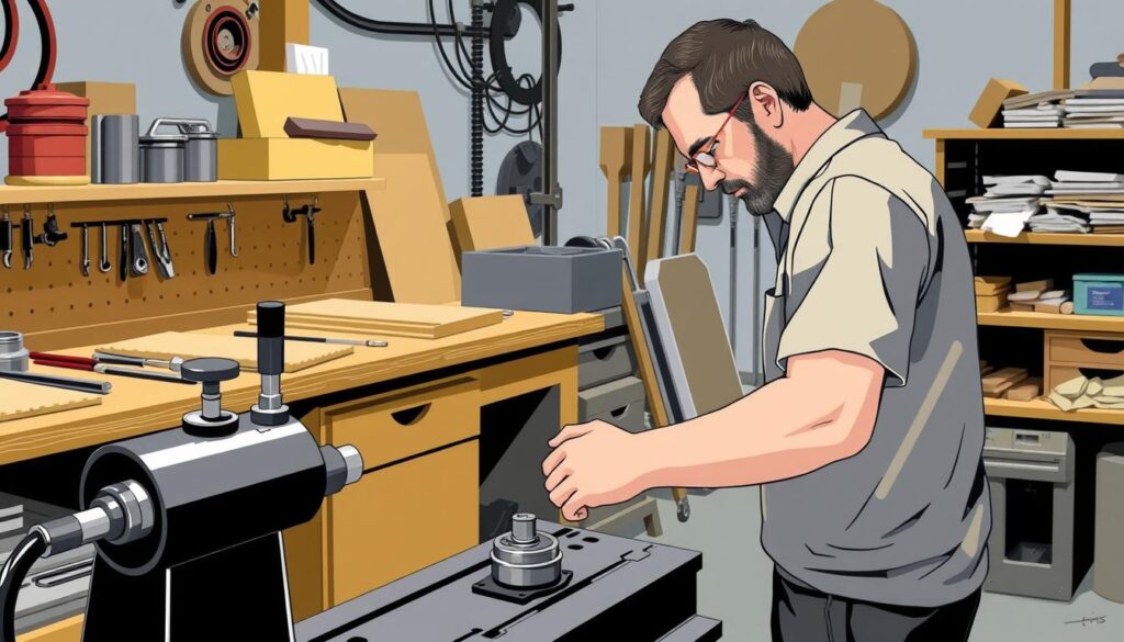 Image of a person holding a tap-and-die set in a workshop