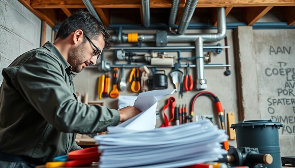 Image of a person preparing tools and materials for adding central heating inhibitor