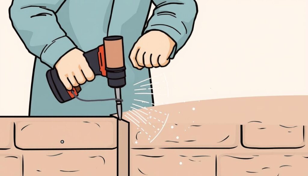 Image of a person using a hammer drill for masonry work