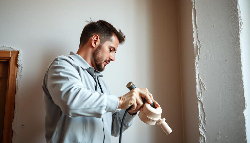 Image of a skilled plasterer at work in Plymouth