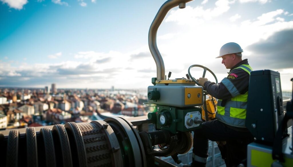 Image of a technician using emergency drainage equipment in Portsmouth