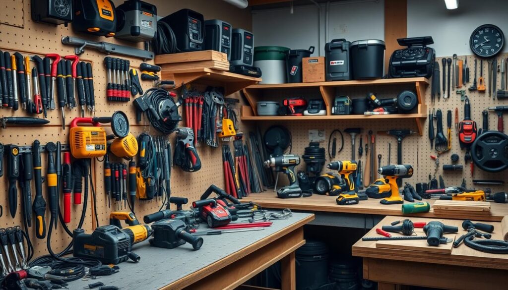 Image of a well-organised workshop with various power tools