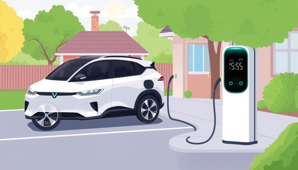 Image of an electric vehicle being charged at home in Reading