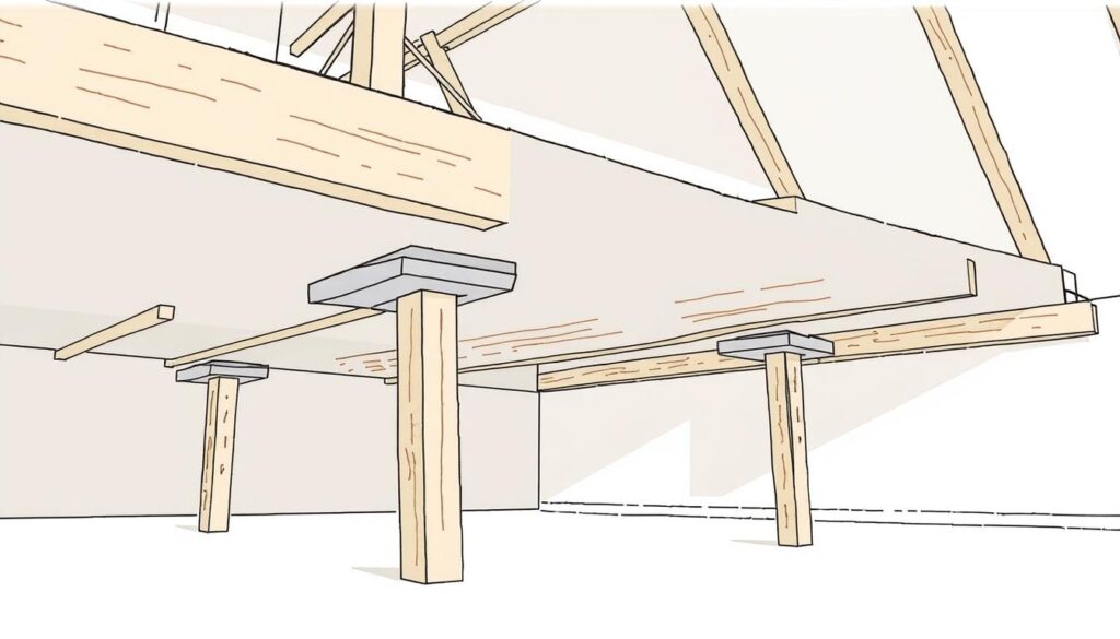 Image of loft legs supporting a loft floor