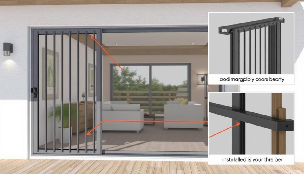 Image of security bars installed on sliding patio doors