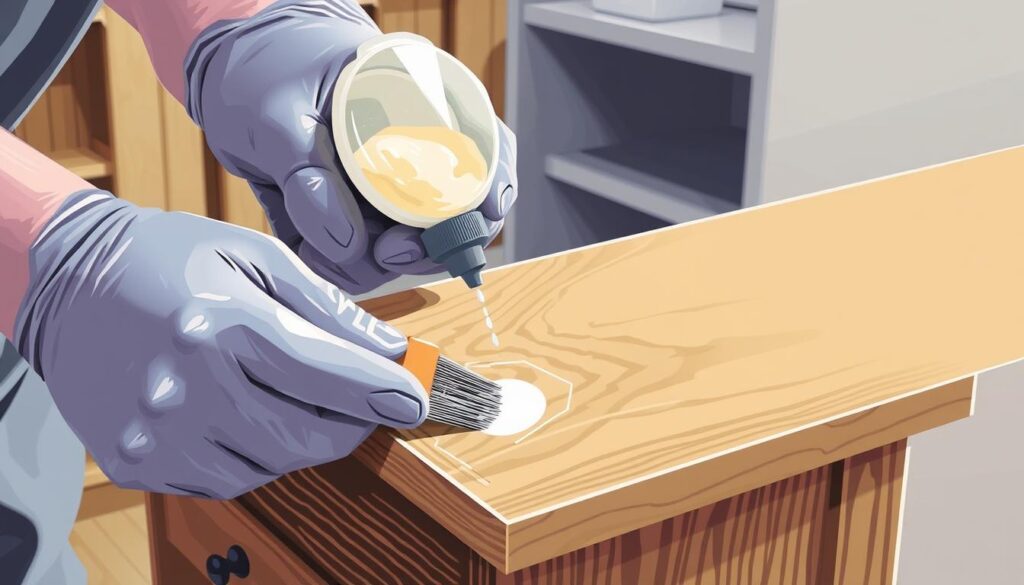 Image of speciality wood filler being used for furniture restoration