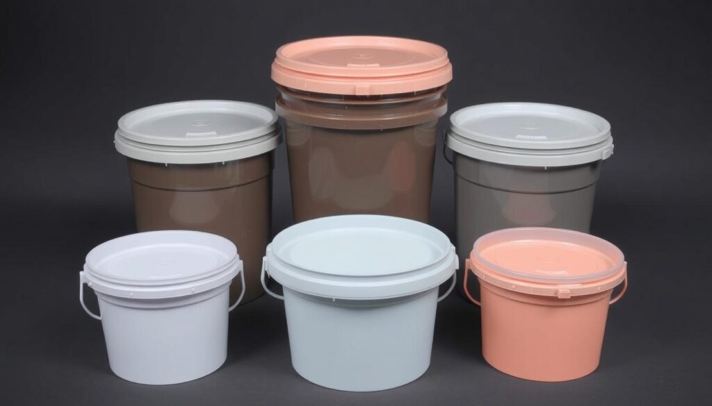 Image of sturdy plastic buckets with airtight lids