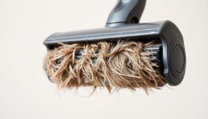 clear vacuum-roller brush jam
