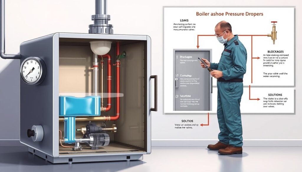 troubleshoot boiler pressure drops